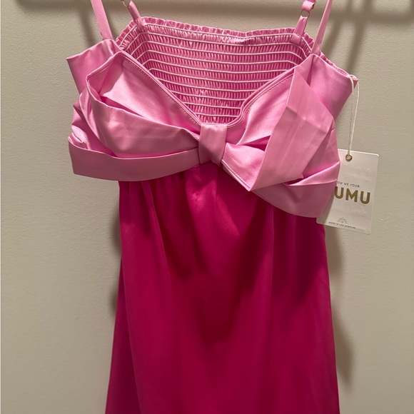NWT! Show Me Your Mumu Best Bow Dress in Colorblock Pink - S - Picture 5 of 8